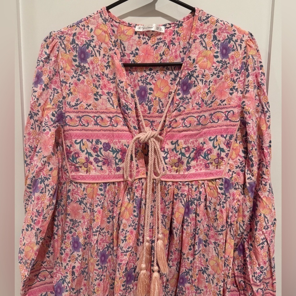 R. Vivimos floral midi dress XS cottagecore coquette girl boho bohemian b2 - Picture 4 of 5